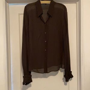 Escada 💯 Silk Dark Olive Beautiful Blouse